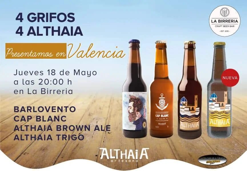 4 cervezas artesanales Althaia servidas en barril en Valencia
